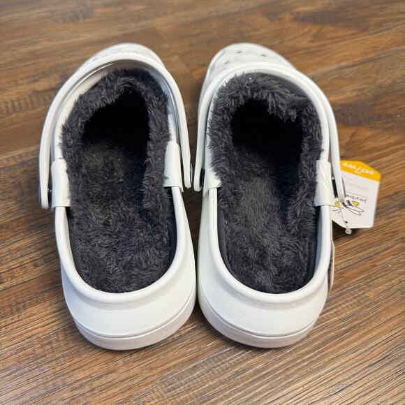 Joybees Varisity Lined Clog Cozy Removable Faux Fur Liner White Women 9 Men 7 - Picture 5 of 7